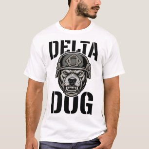 Delta Dog Bulldog Helmet Vintage Engraving Design_ T-Shirt