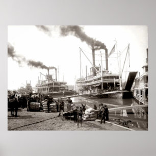 Delta Queen River Boat Being Loaded New Orleans  Poster