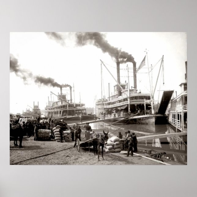 Delta Queen River Boat Being Loaded New Orleans  Poster (Front)
