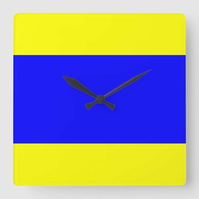 Delta Yellow Blue Square Wall Clock (Front)