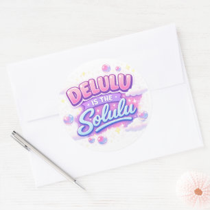 Delulu Is the Solulu – Cute Kawaii Aesthetic  Classic Round Sticker