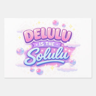 Delulu Is the Solulu – Cute Kawaii Aesthetic  Wrapping Paper Sheet
