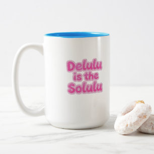 Delulu is the Solulu Pink Glitter Mug   Funny Gen 