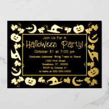 Delux Foil & Black Halloween Party Invitation