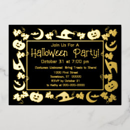 Delux Foil & Black Halloween Party Invitation