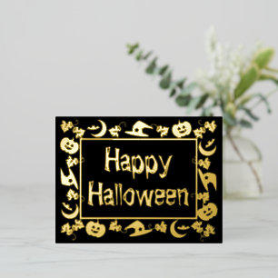 Delux Happy Halloween Foil Holiday Postcard
