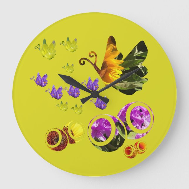 deluxe butterflies large clock (Front)