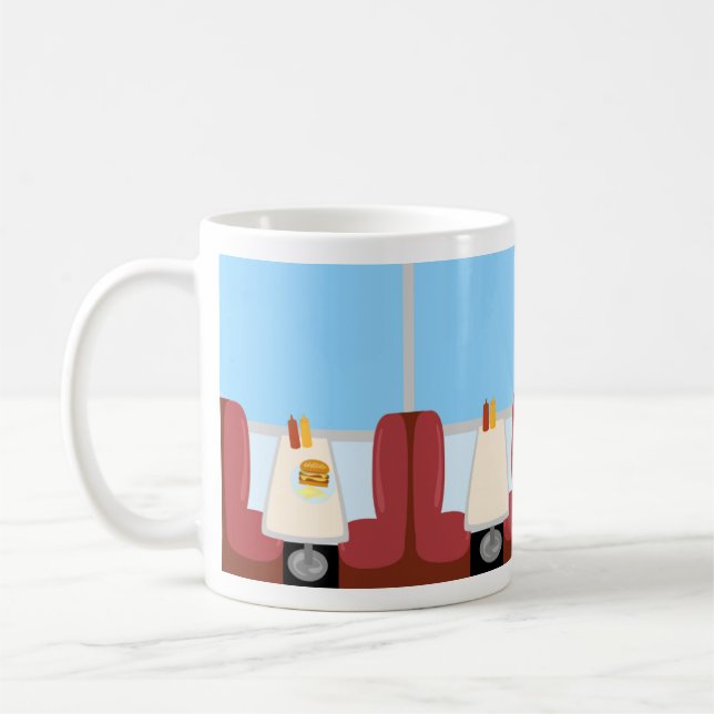Deluxe Fifties Sock Hop Era Retro Diner Cartoon Coffee Mug (Left)