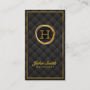 Deluxe Gold Monogram Bartender Business Card