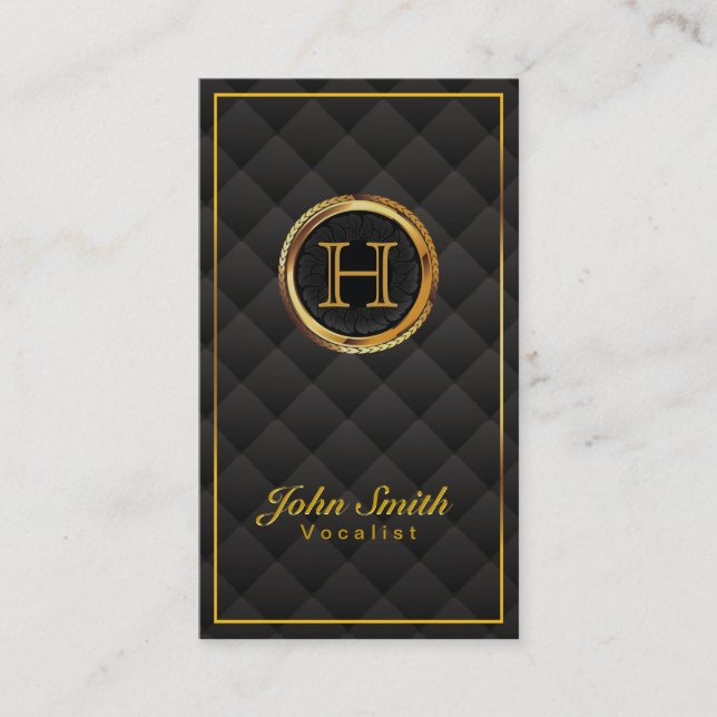 Deluxe Gold Monogram Vocalist Business Card (Front)