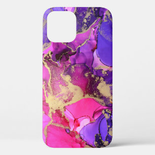 Deluxe Purple Pink Gold Ink Flow. Liquid layers of iPhone 12 Case