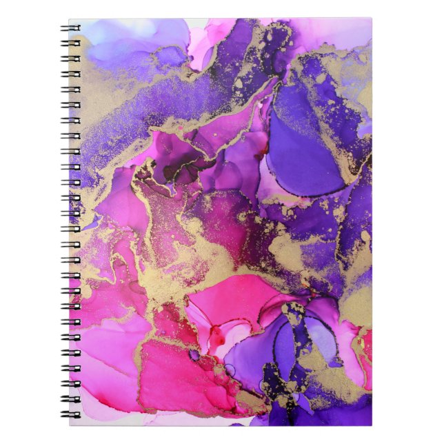 Deluxe Purple Pink Gold Ink Flow. Liquid layers of Notebook (Front)