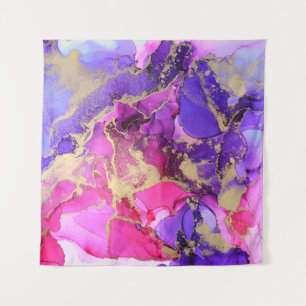 Deluxe Purple Pink Gold Ink Flow. Liquid layers of Tapestry
