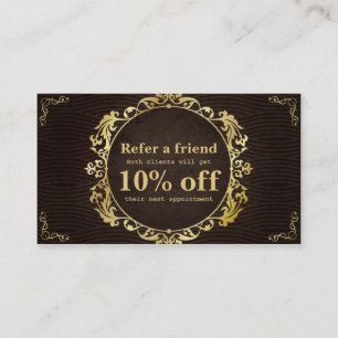 Deluxe Retro Gold Circle Hair Salon Referral Card