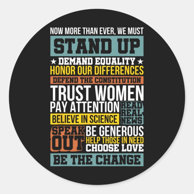 Demand Equality Defend The Constitution Believe In Classic Round Sticker (Front)