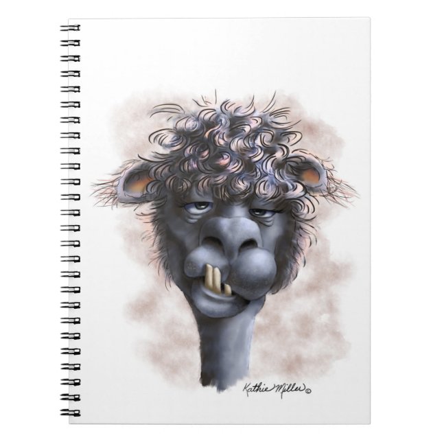 Demented Alpaca Cartoon Notebook (Front)
