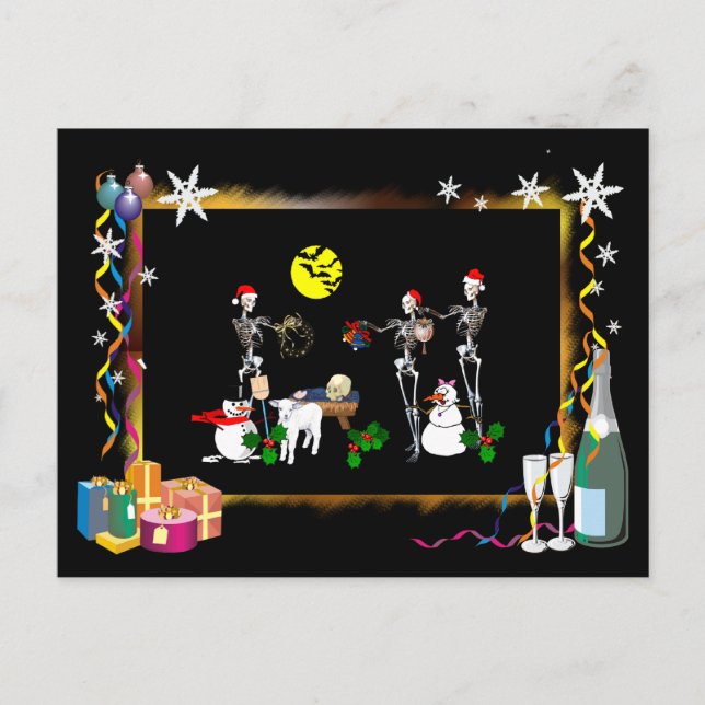 Demented Manger Scene Holiday Postcard (Front)
