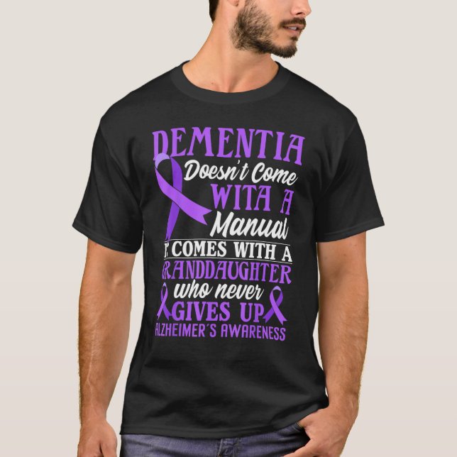 Dementia Alzheimers Awareness Purple Ribbon Grandd T-Shirt (Front)