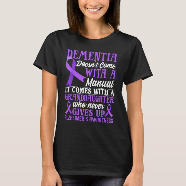 Dementia Alzheimers Awareness Purple Ribbon Grandd T-Shirt (Front)