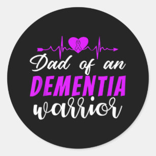 Dementia Awareness Dad Support Father Ribbon Heart Classic Round Sticker