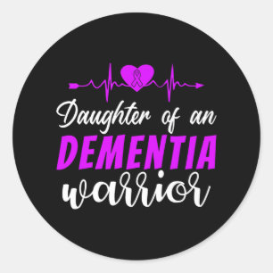 Dementia Awareness Daughter Support Purple Ribbon  Classic Round Sticker