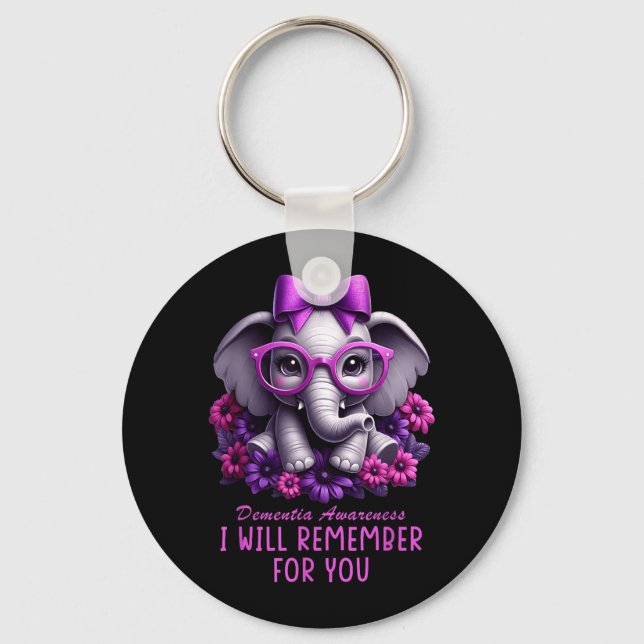 Dementia Awareness Elephant Will Remember for Key Ring (Front)