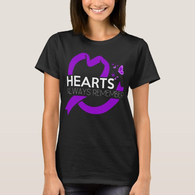 Dementia Awareness Hearts Ribbon Alzheimers T-Shirt (Front)