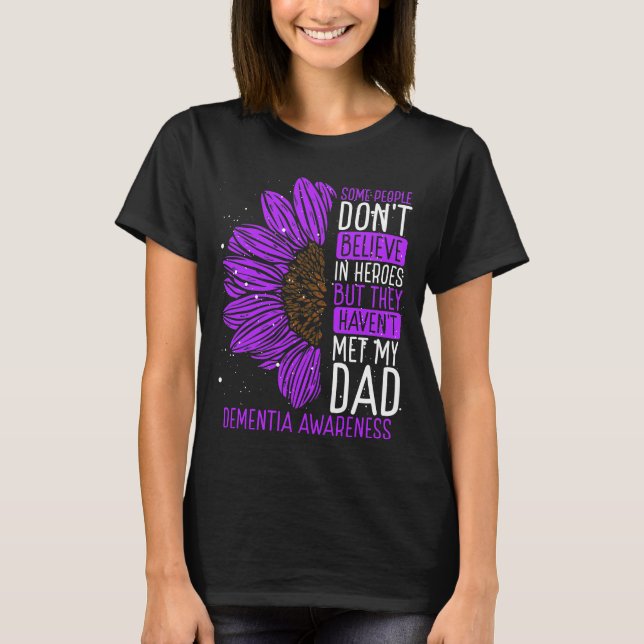 Dementia Awareness Ribbon Dad Warrior T-Shirt (Front)