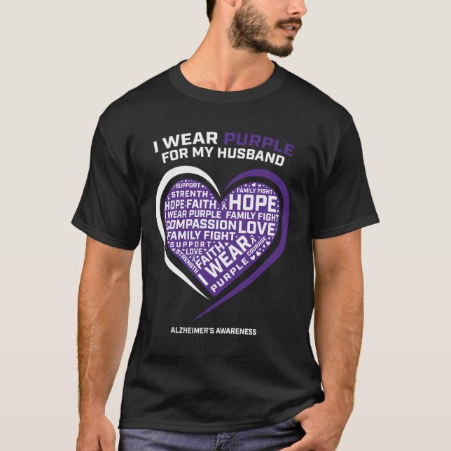Dementia Gift Products Purple Husband Alzheimer'S  T-Shirt (Front)