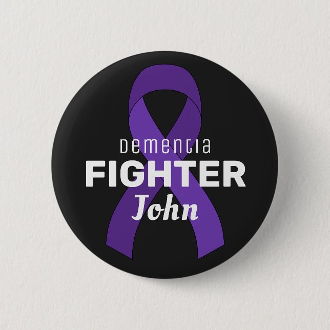 Dementia Ribbon Black Button (Front)