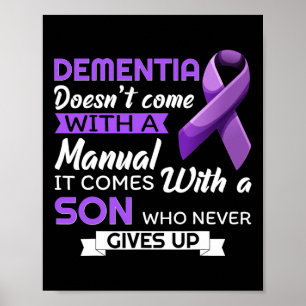 Dementia Supporting Son Purple Ribbon Heimerheimer Poster
