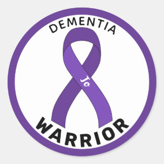 Dementia Warrior Ribbon White Round Sticker