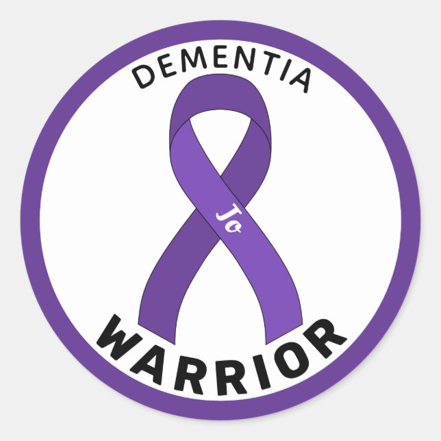 Dementia Warrior Ribbon White Round Sticker (Front)