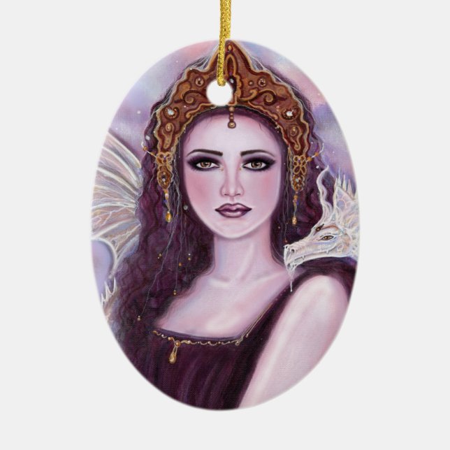 Demeter goddess with serpent by Renee Lavoie    Ceramic Ornament (Front)