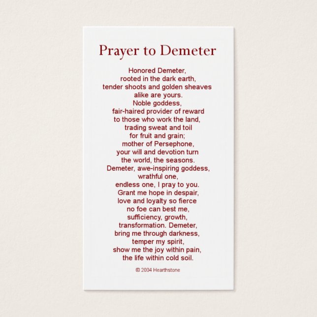 Demeter Prayer Card (Front)
