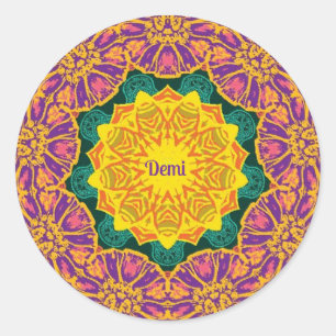 DEMI ~ Bright Christmas Flowers  Classic Round Sticker