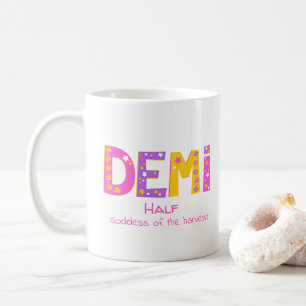 Demi girls name meaning pink purple flower stars coffee mug