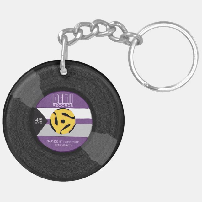 Demi Records Demisexual Pride Vinyl LGBTQ Key Ring (Back Right)