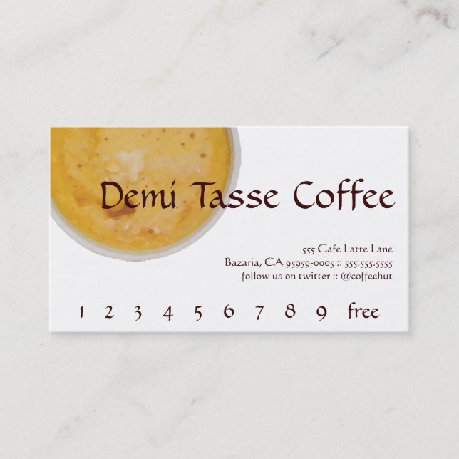 Demi Tasse Coffee Drink Loyalty / Punch Card (Front)