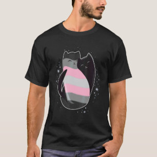 Demigirl Cat Flag Nonbinary Transgender LGBT Black T-Shirt
