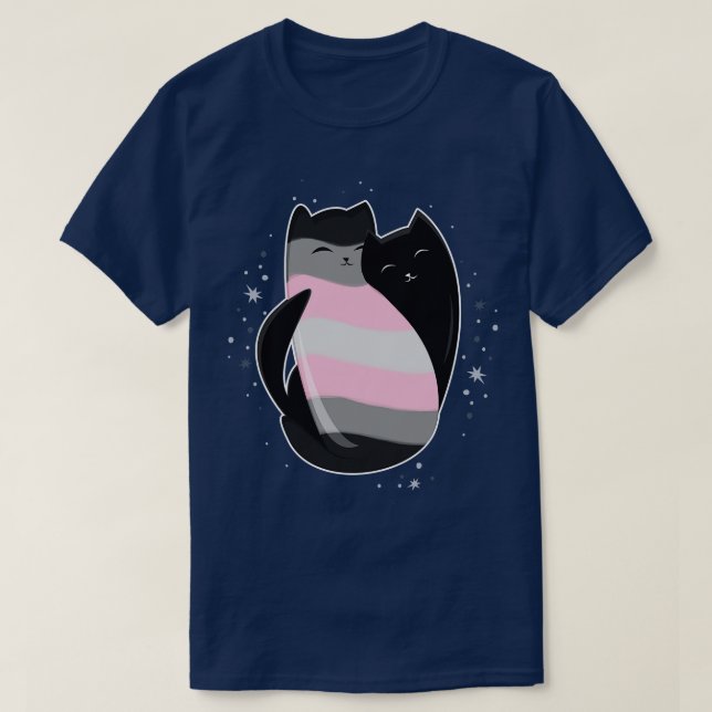 Demigirl Cat LGBT Pride Flag T-Shirt (Design Front)