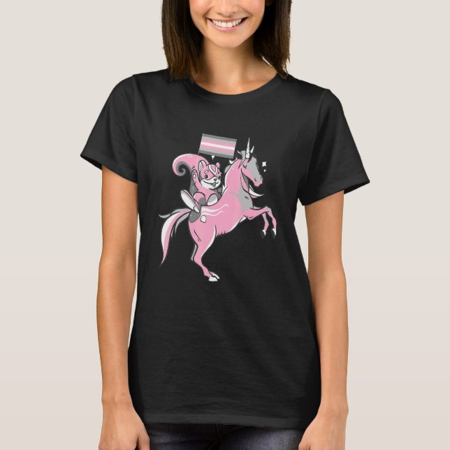 Demigirl Pride  Squirrel Unicorn LGBT Demigirl Fla T-Shirt (Front)