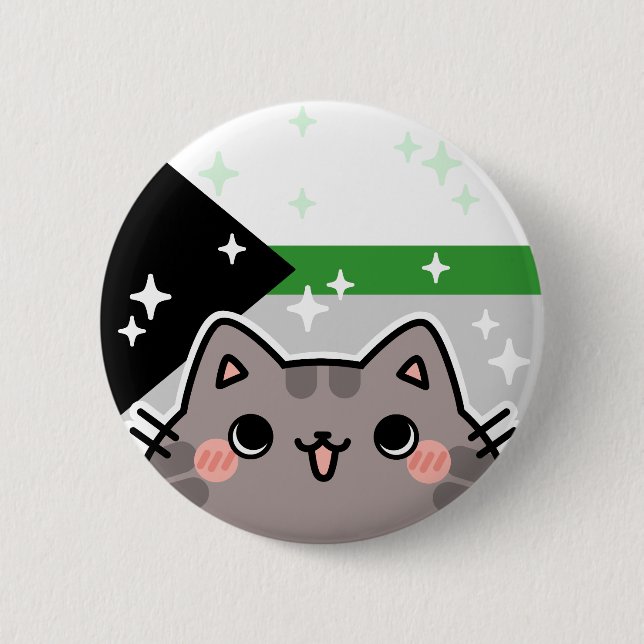 Demiromantic LGBT Pride Flag Cat Button (Front)