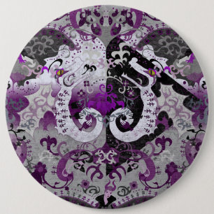 Demisexual Dragon Damask - Pride Flag Colours 6 Cm Round Badge