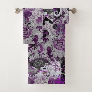 Demisexual Dragon Damask - Pride Flag Colours Bath Towel Set