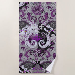 Demisexual Dragon Damask - Pride Flag Colours Beach Towel