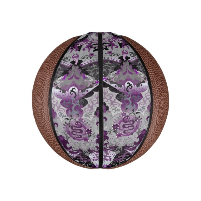 Demisexual Dragon Damask - Pride Flag Colours Mini Basketball (Vertical)