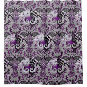 Demisexual Dragon Damask - Pride Flag Colours Shower Curtain