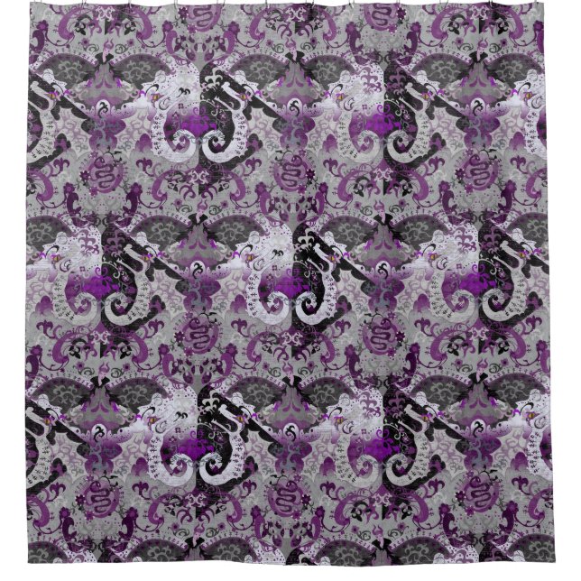 Demisexual Dragon Damask - Pride Flag Colours Shower Curtain (Front)