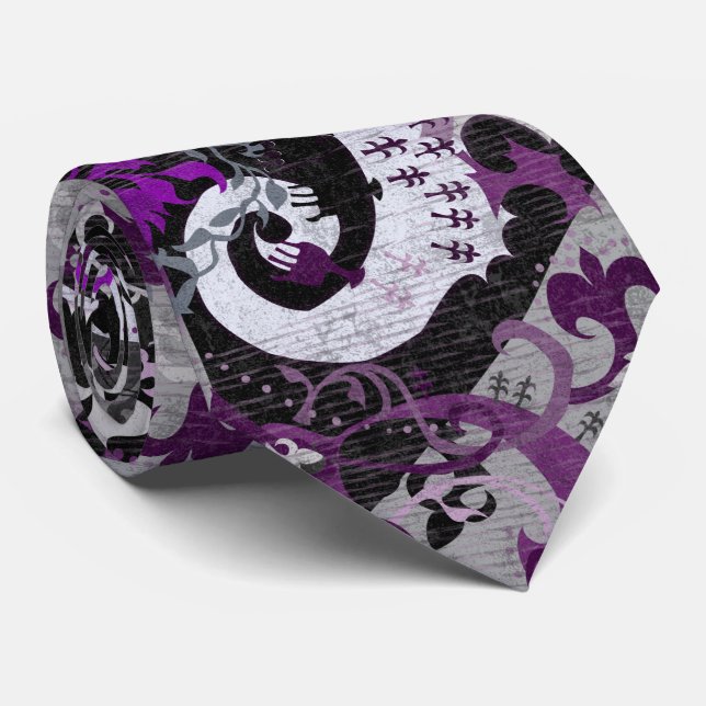 Demisexual Dragon Damask - Pride Flag Colours Tie (Rolled)